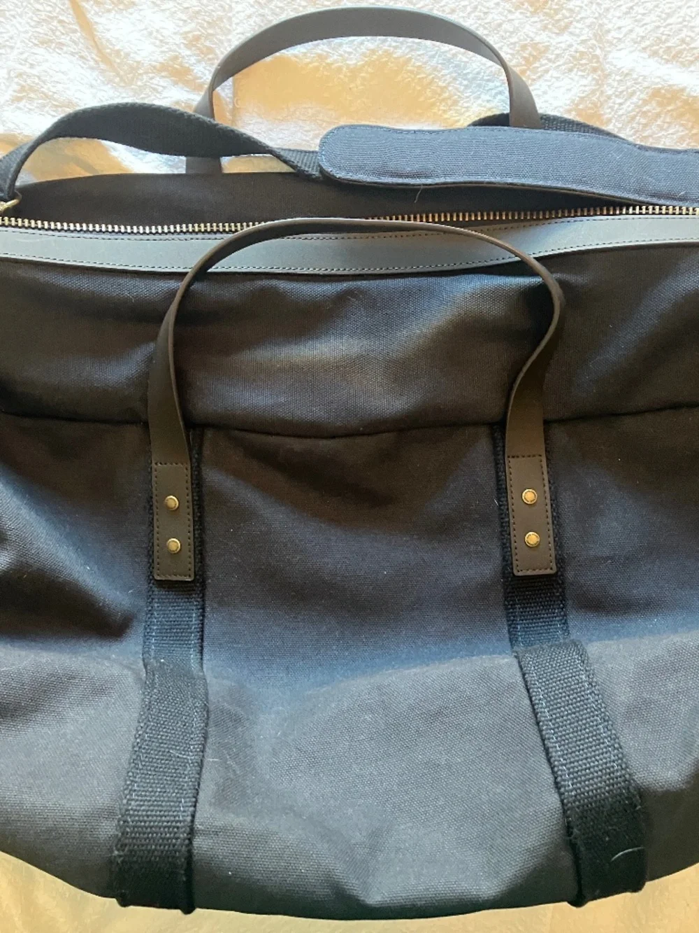 Lands End canvas and leather duffle